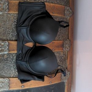 Faux leather bra
